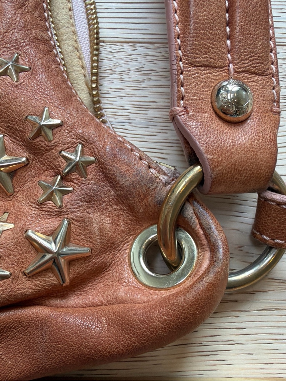 Jimmy Choo Brown Leather Star-Stud Crossbody Bag - Picture 12 of 14